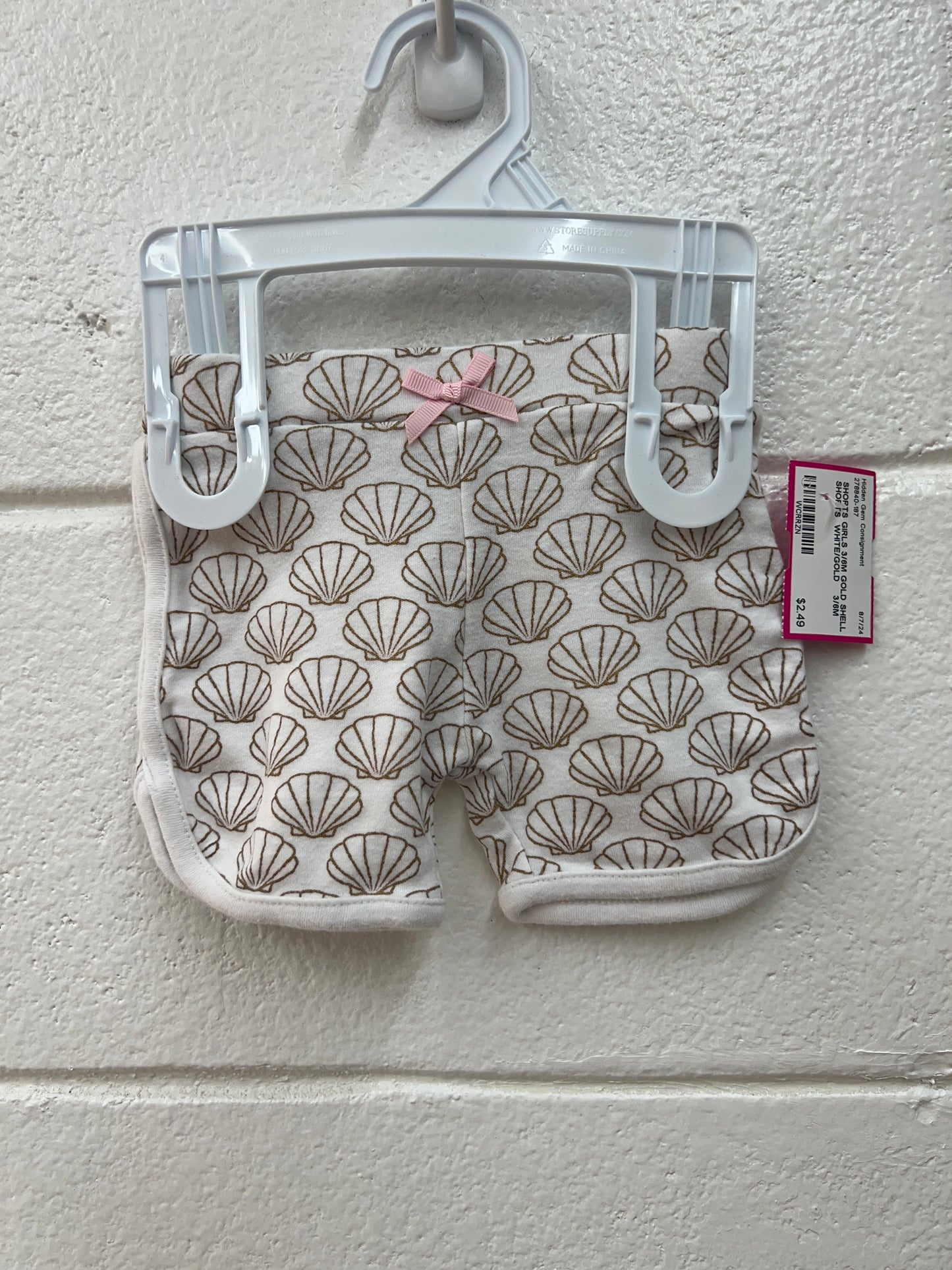 GIRLS 3/6M GOLD SHELL SHORTS