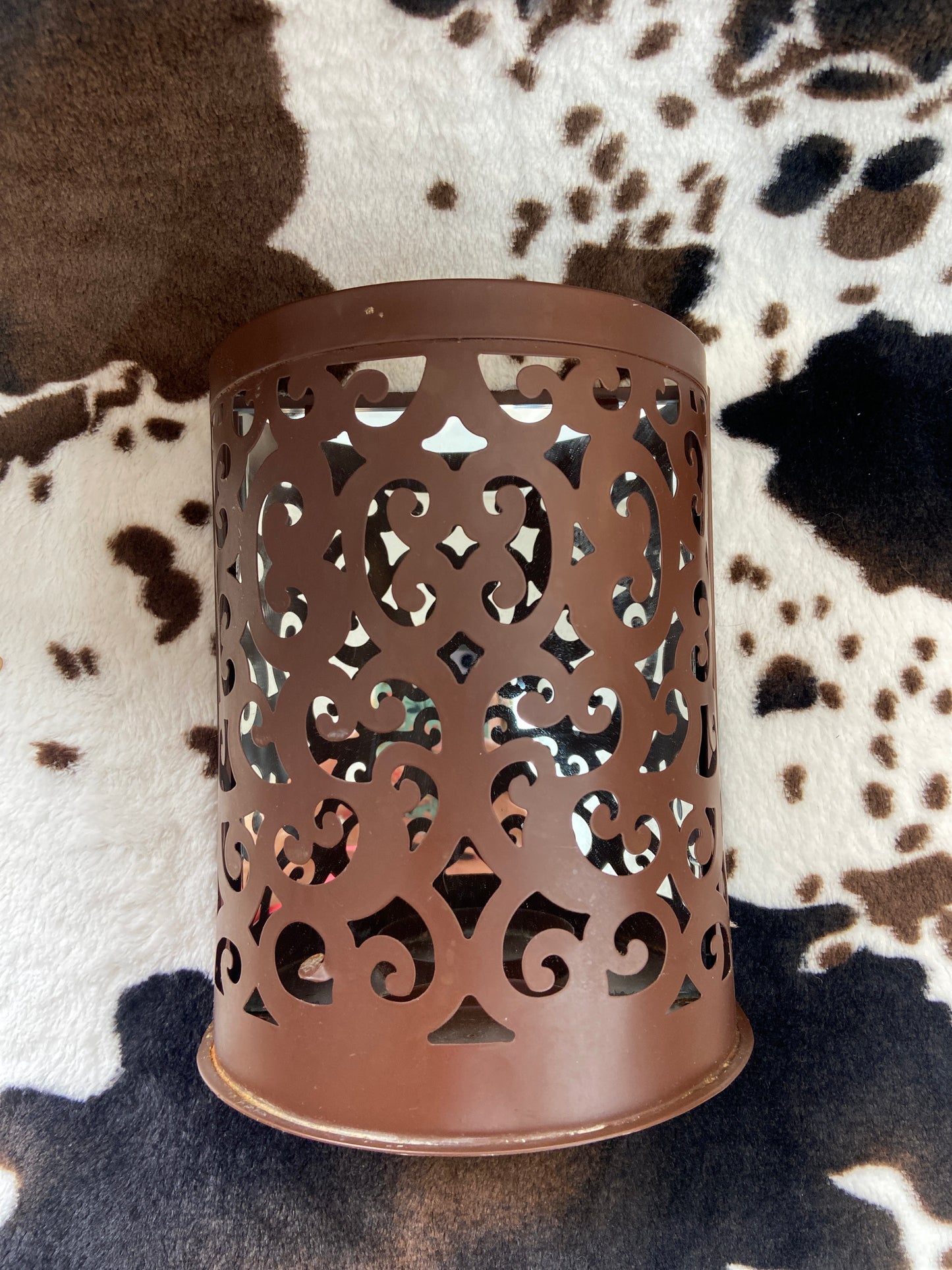 BROWN METAL WALL CANDLE HOLDER