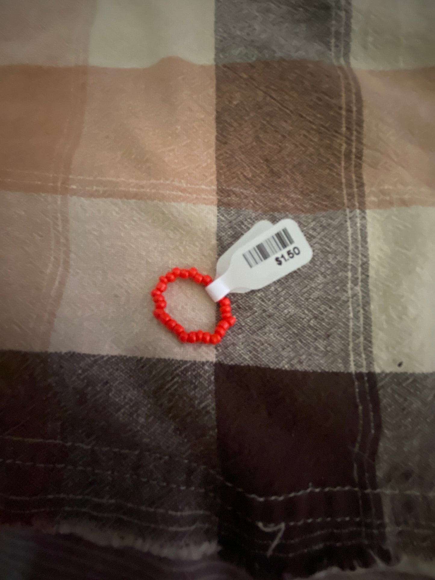 RED BEADED RING