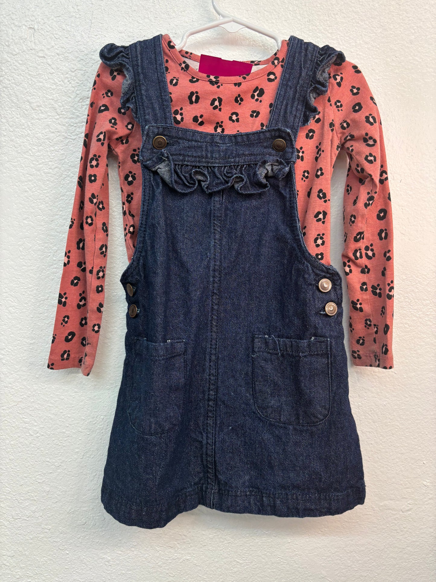 GIRLS MAX STUDIO DENIM CHEETAH OVERALL 3T