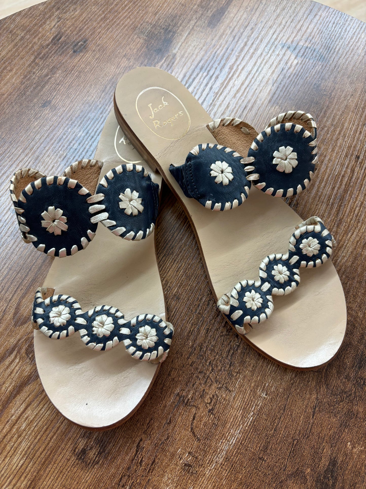 JACK ROGERS LAUREN NAVY BLUE SANDALS SIZE 8