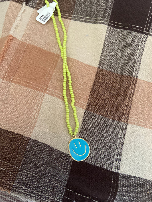 GREEN SMILEY FACE NECKLEACE