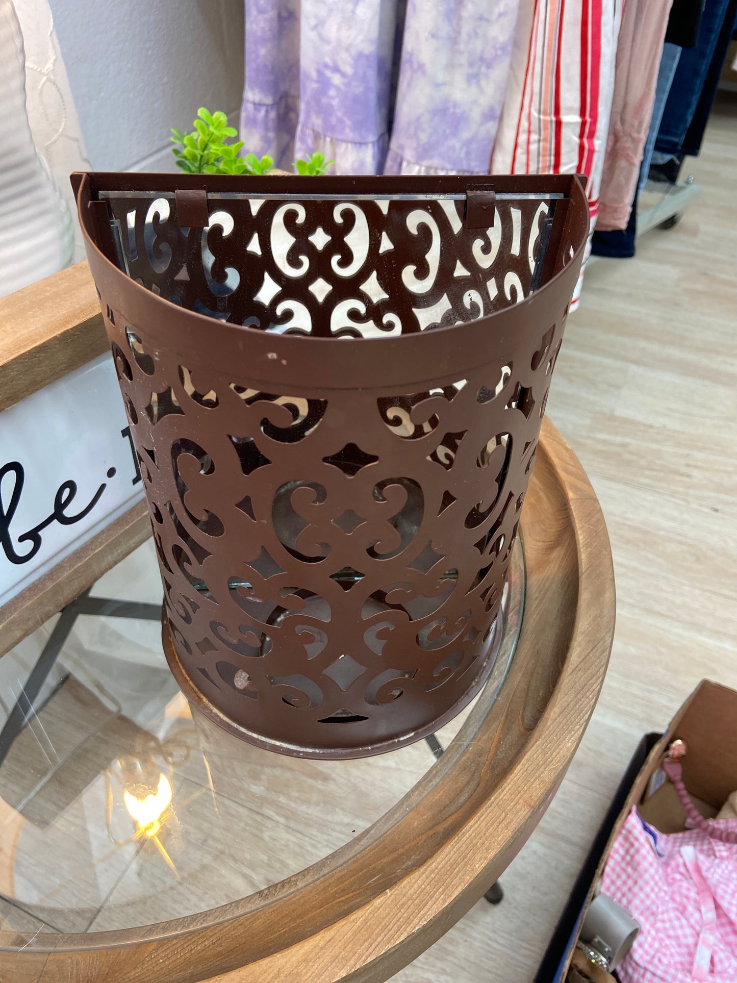 BROWN METAL WALL CANDLE HOLDER