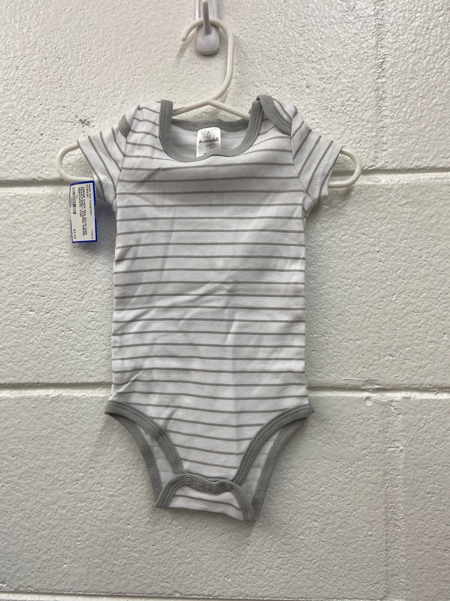 BOYS 0/3M PEANUTSHELL STRIPED ONESIE