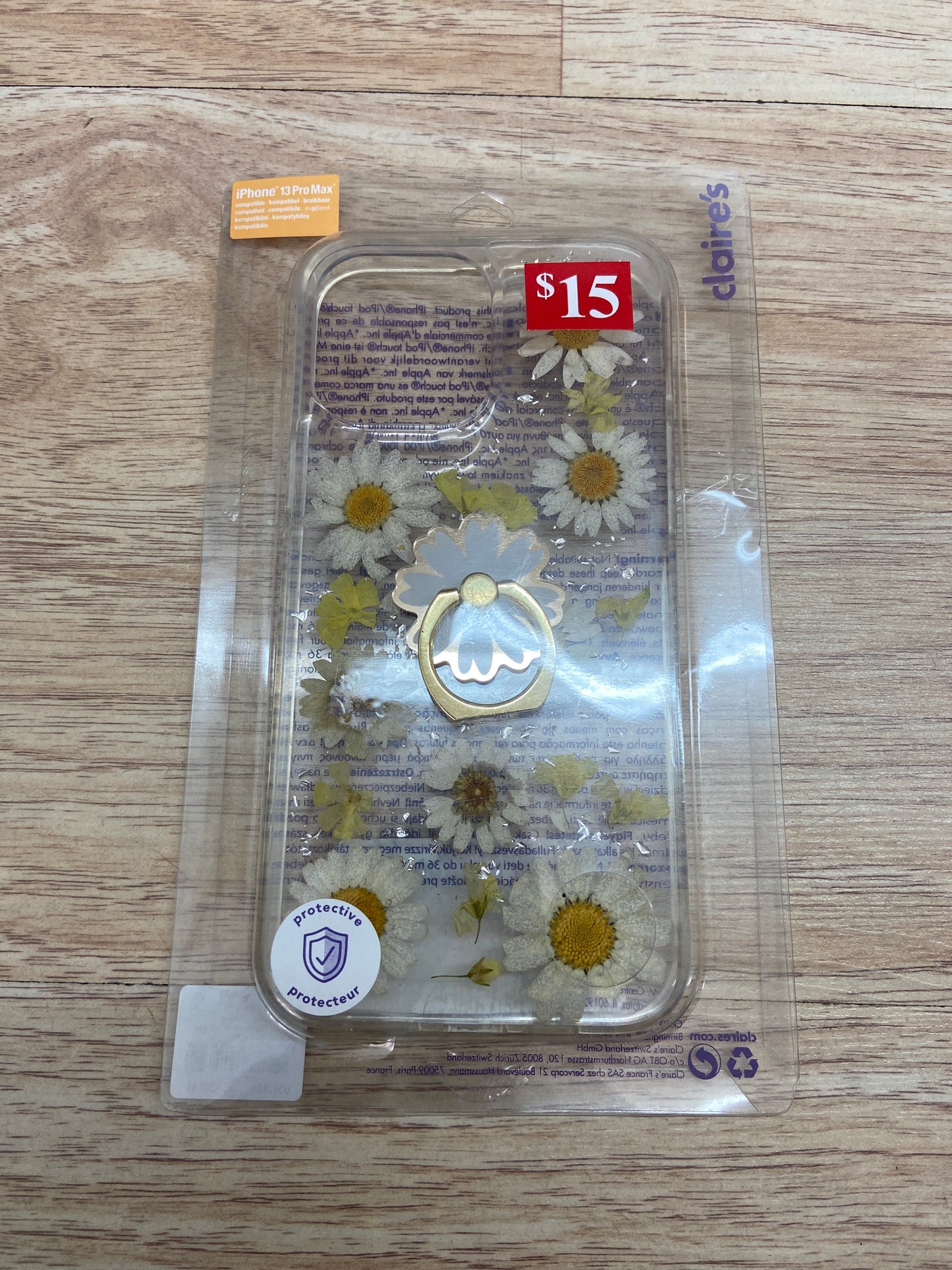 IPHONE 13 PRO MAX YELLOW/WHITE FLOWER AND CLEAR CASE