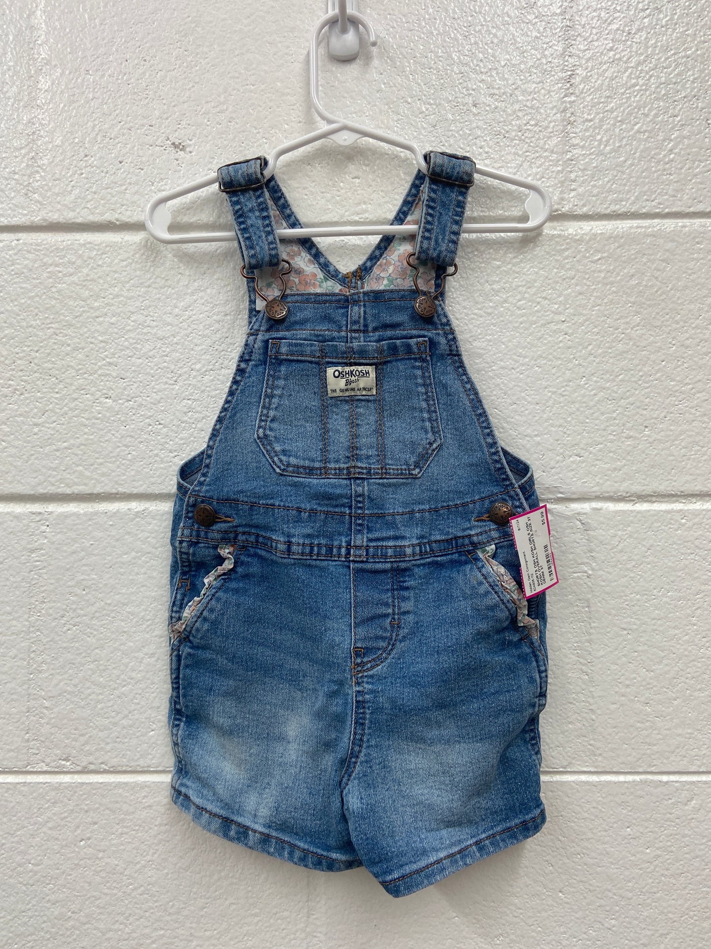 GIRLS OSH KOSH OVERALL SHORTS SIZE 3T