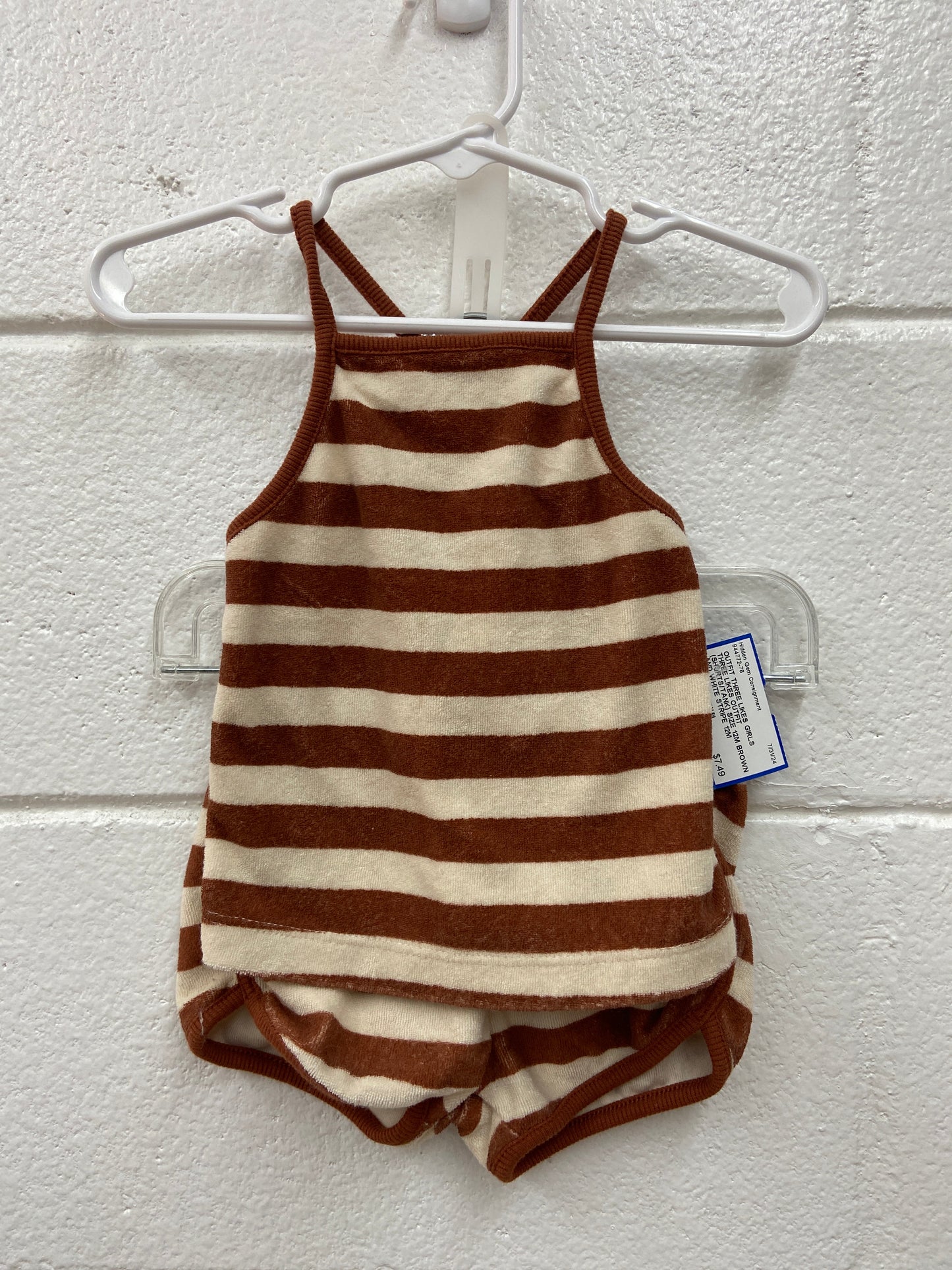 GIRLS THREE LIKES OUTFIT (SHORTS/TANK) SIZE 12M