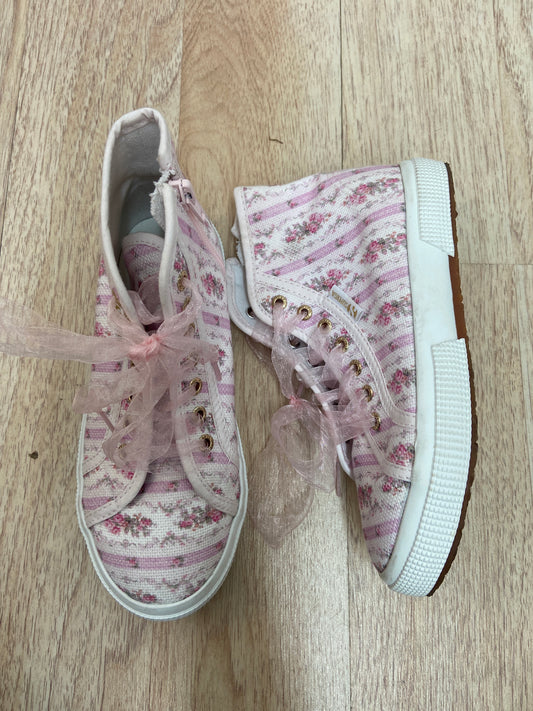 GIRLS SUPERGA KIDS FLORAL HIGH TOP SNEAKER SIZE 1