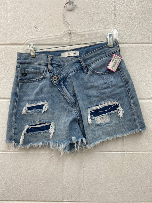 WOMENS LARGE KANCAN CROSS FRONT BUTTON DENIM SHORTS