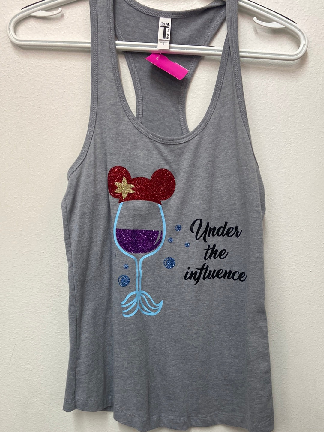 WOMENS IDEAL T TANK TOP GRAY DISNEY WINE SMALL