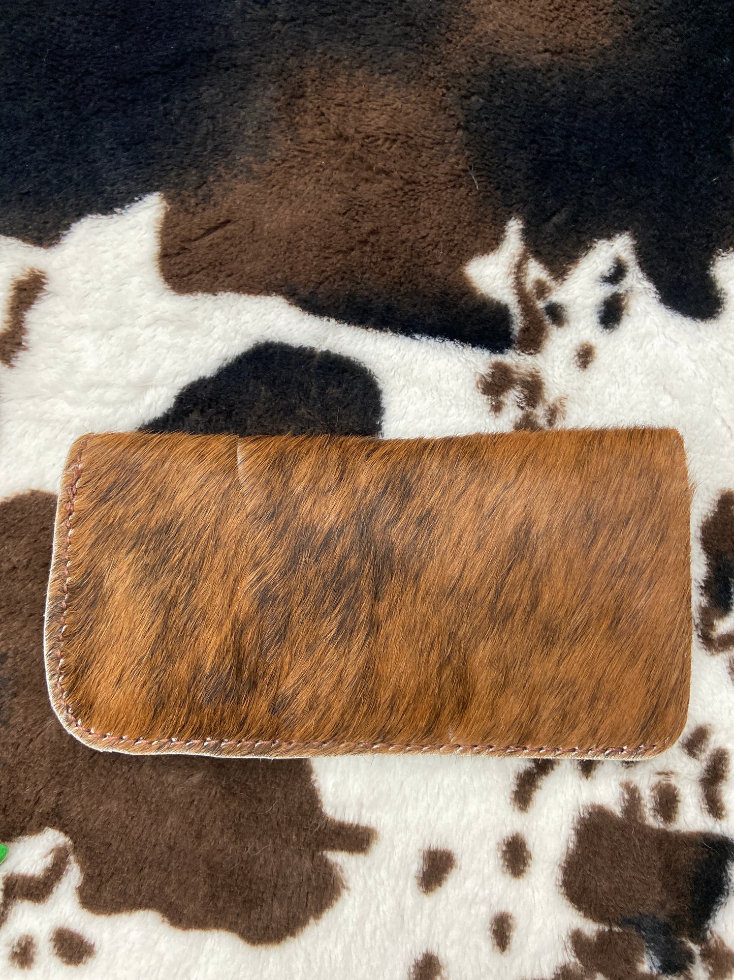 LEATHER WOOD COW HIDE BI FOLD BROWN WALLET