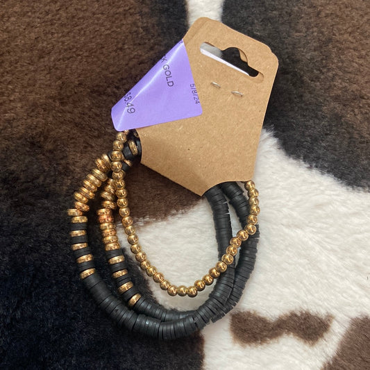 3PC BLACK GOLD BRACLET
