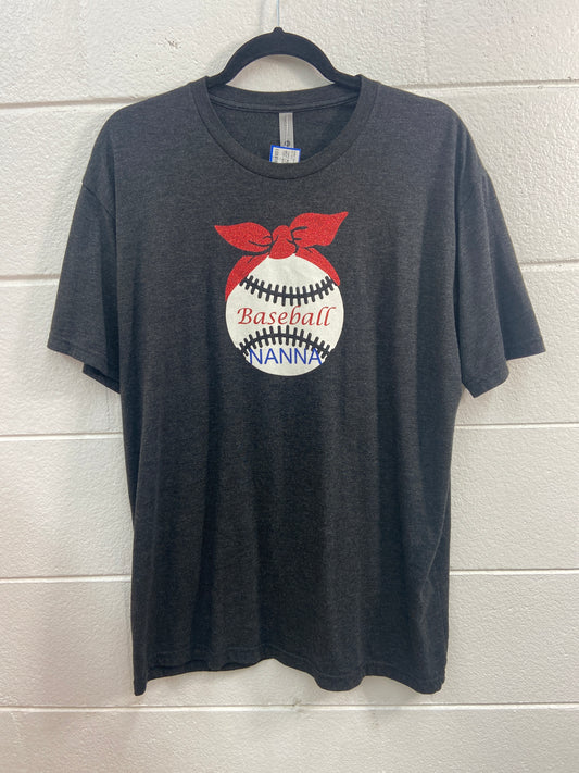 WOMENS BELLA CANVAS NANA BASEBALL TOP GRAY XL
