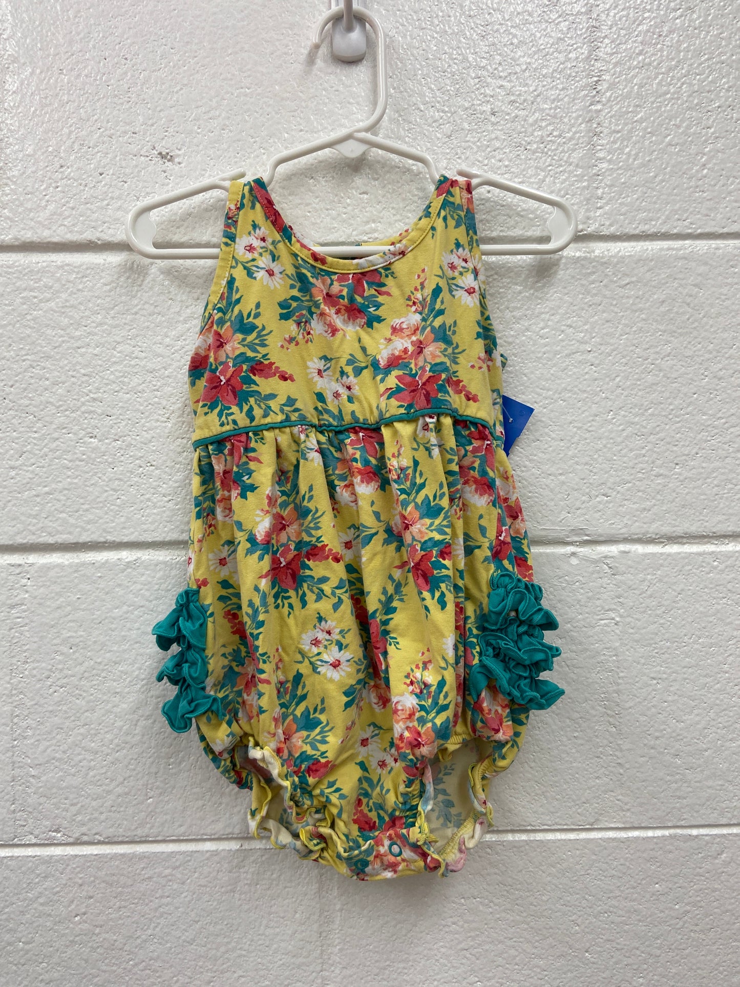 GIRLS 2T RUFFLE BUTTS FLORAL ROMPER