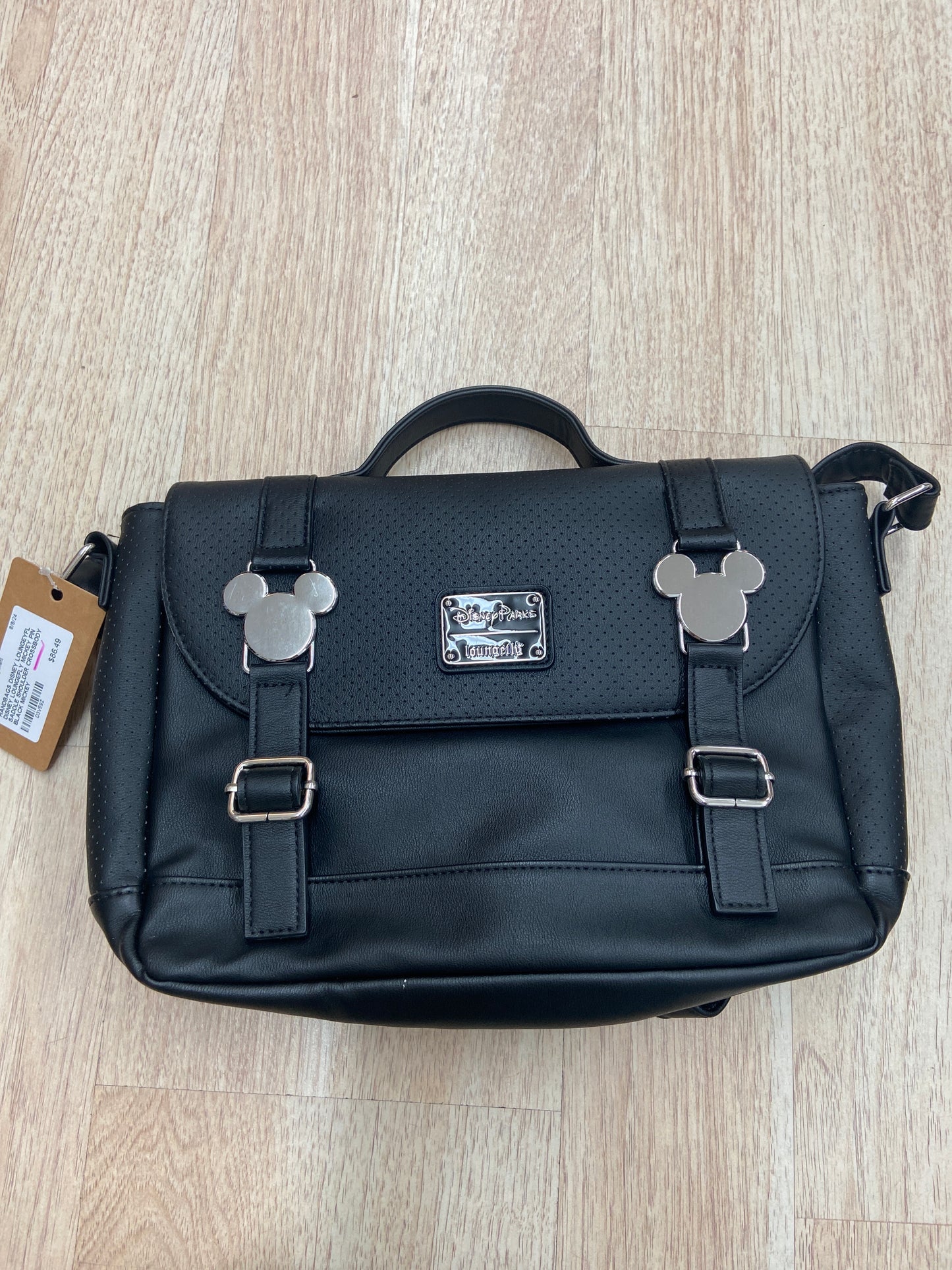 DISNEY LOUNGEFLY MICKEY PIN SADDLE SHOULDER CROSSBODY