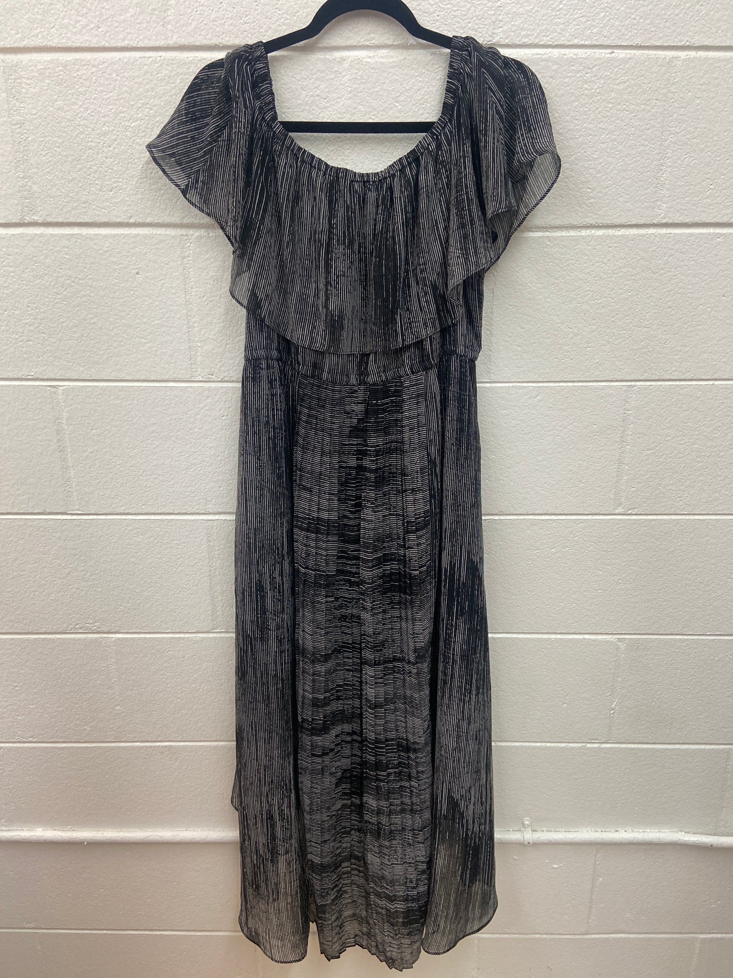 WOMENS H BY HALSTON BLACK STRIPE DRESS 14