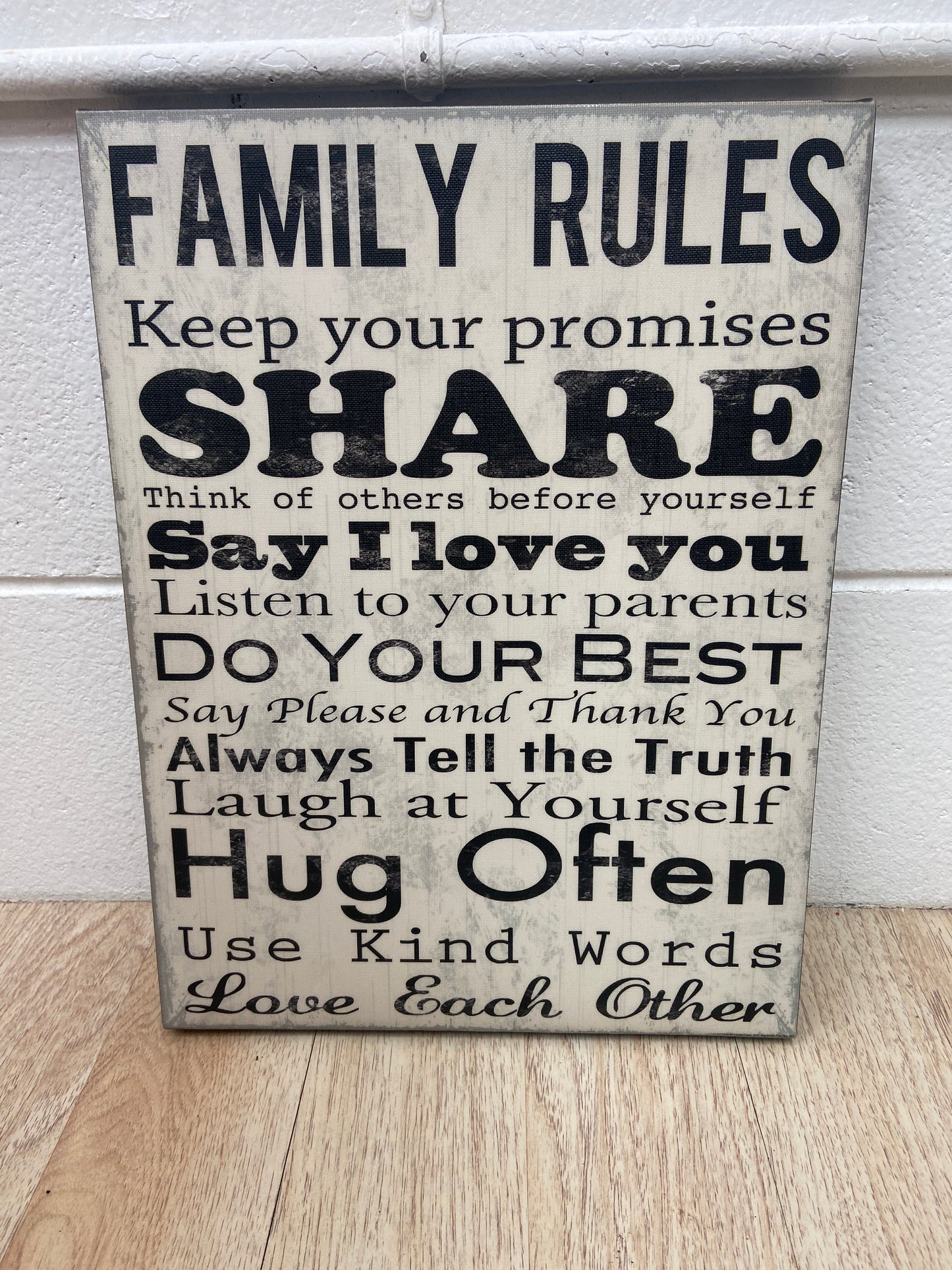 FAMILY RULES CANVAS WALL PICTURE