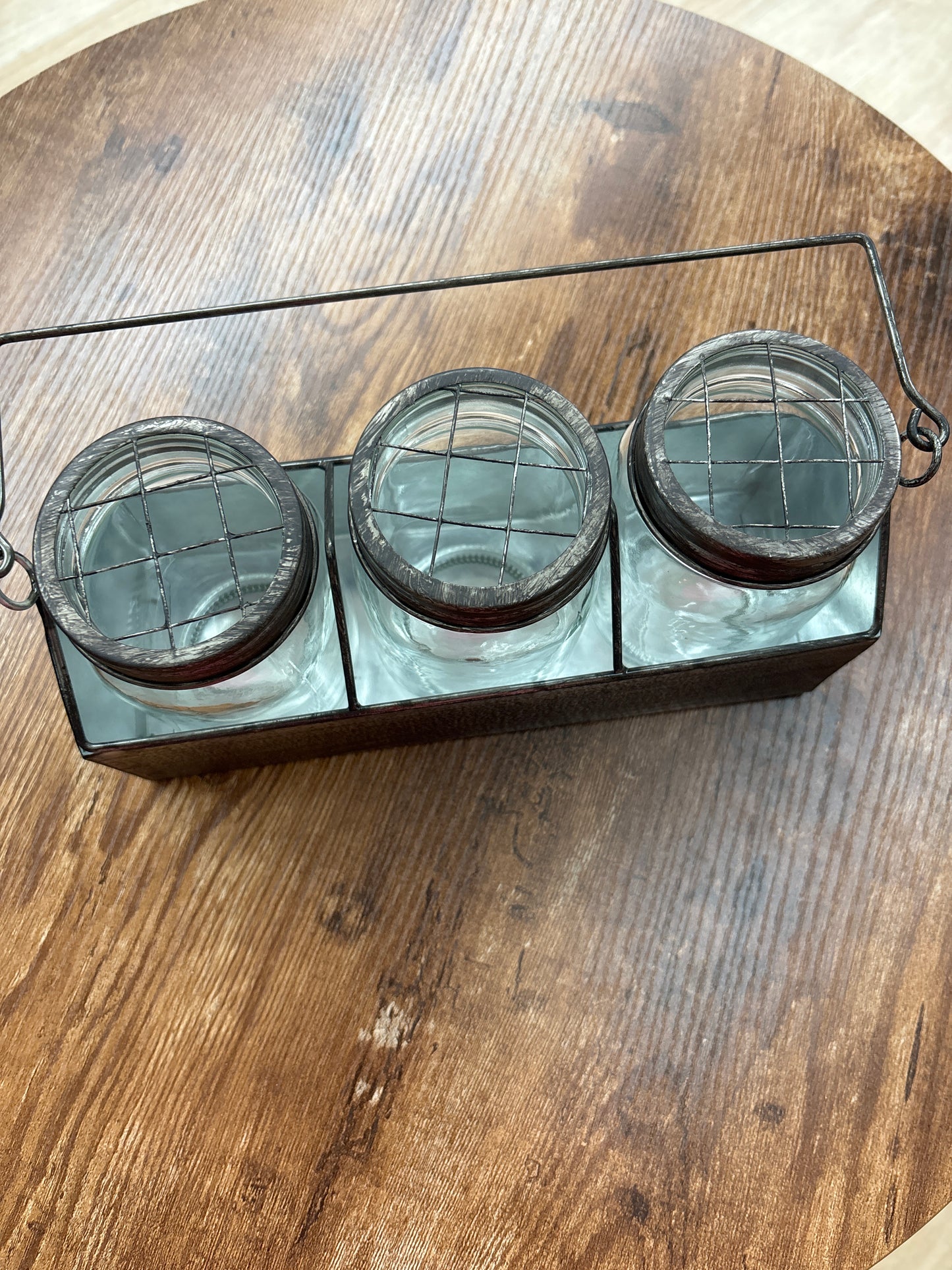 3 SET MASON JARS W/TIN HOLDER