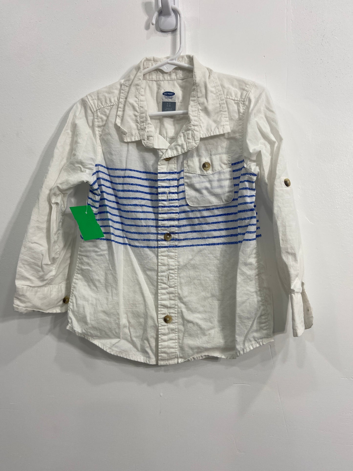 OLD NAVY 4T LS STRIPED BUTTON UP