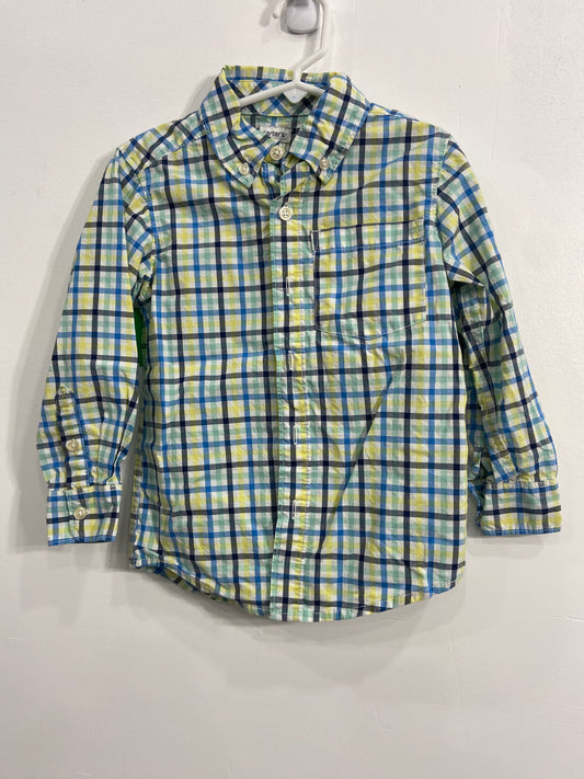 CARTERS 4T LS PLAID BUTTON UP TOP