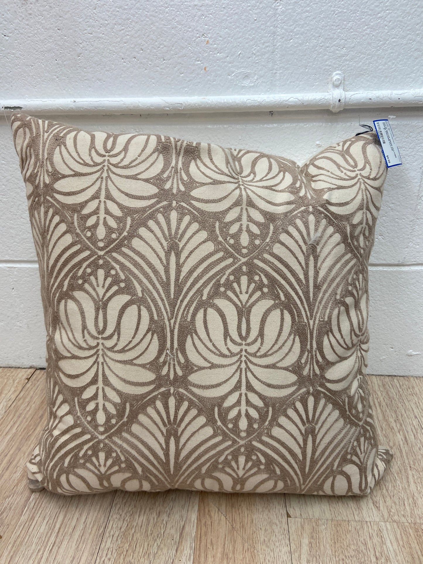 BEIGE FEATHER DOWN SQUARE PILLOW