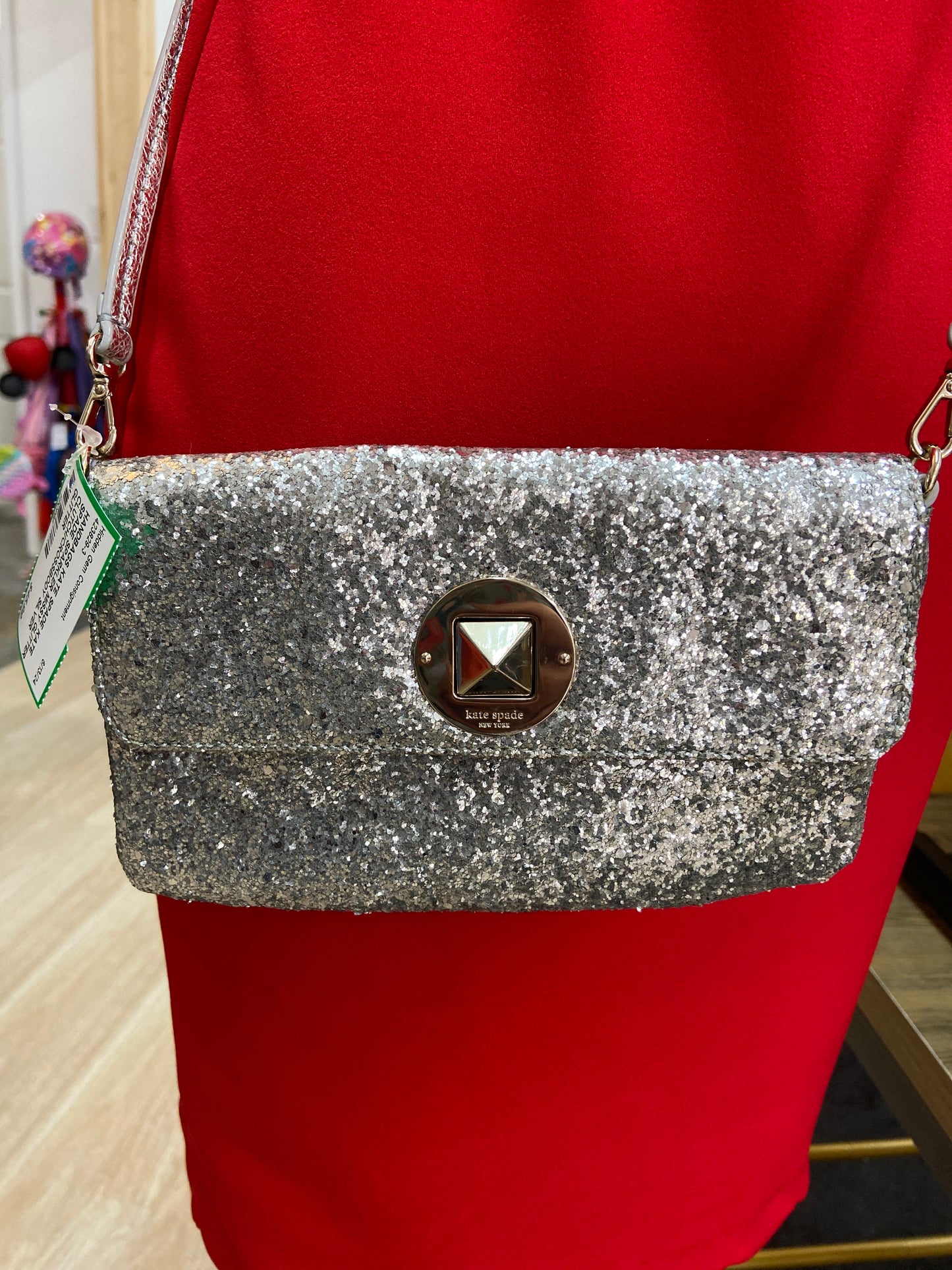KATE SPADE SPARKLER MISSY GLITTER CLUTCH/CROSSBODY