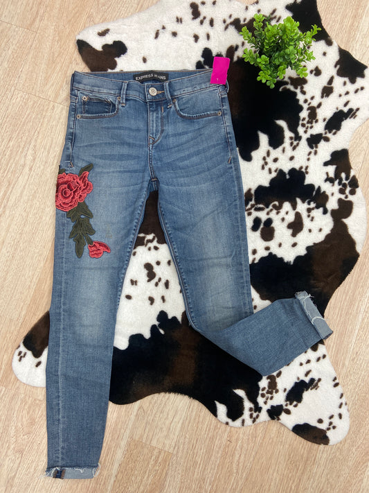 WOMENS SIZE 0R EXPRESS EMBROIDERED FLOWERS ANS