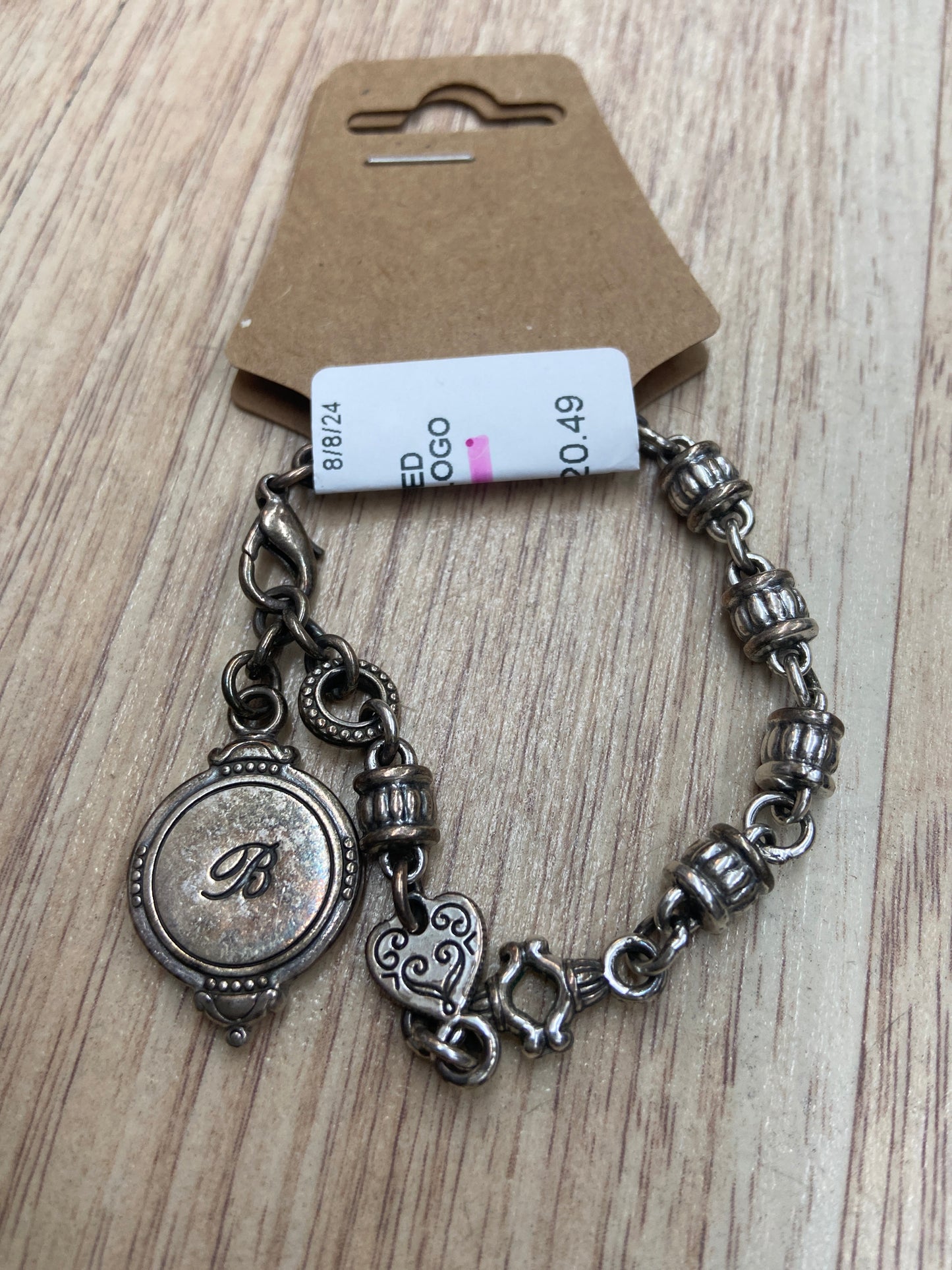 RETIRED BRIGHTON SILVERTONE B LOGO BRACELET