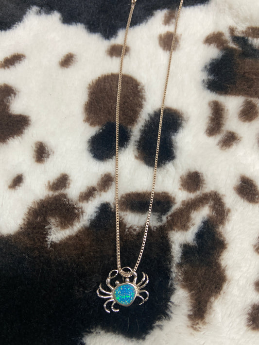 SILVER BLUE STONE CRAB NECKLACE