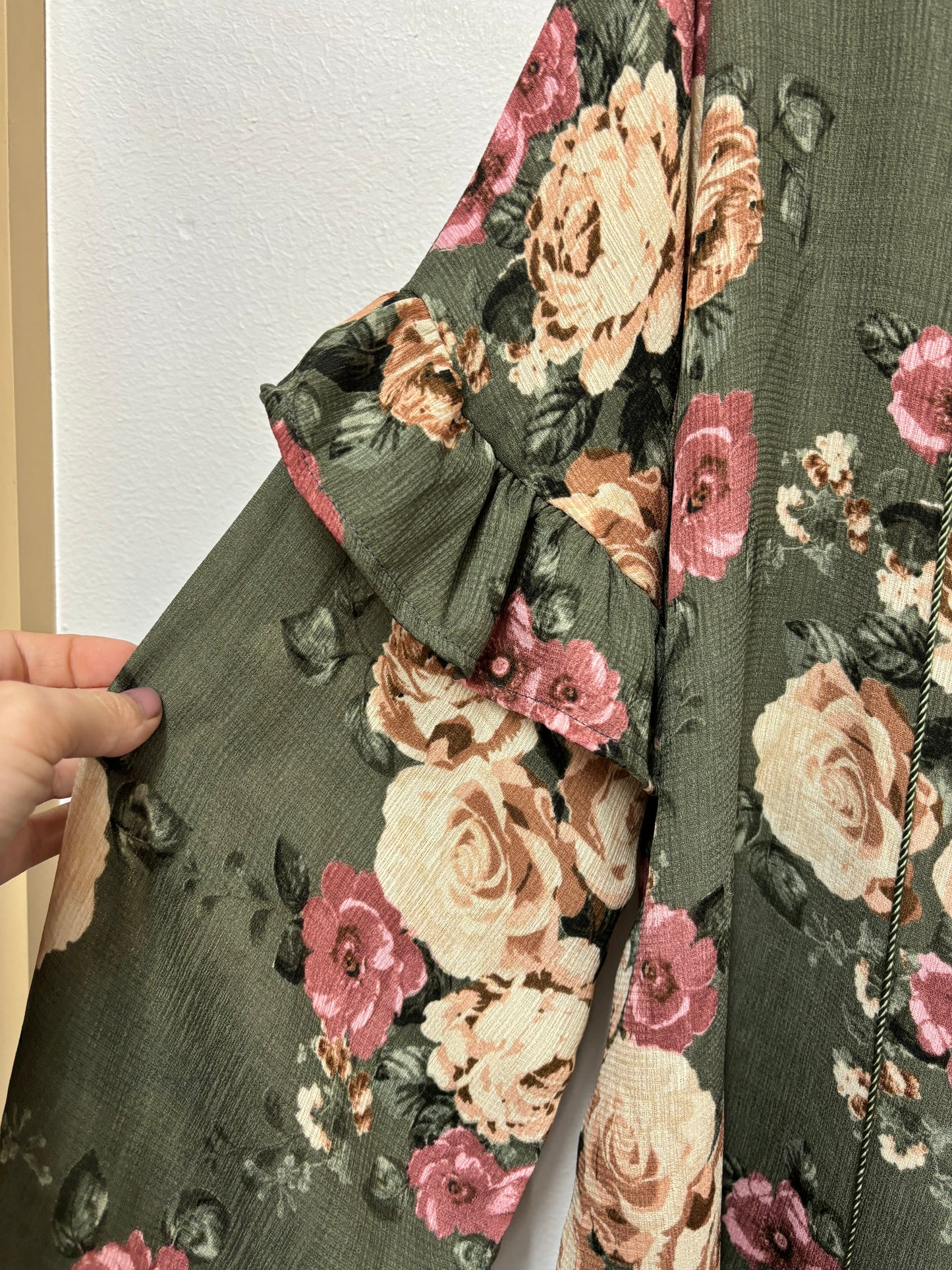 WOMENS ODDY GREEN FLORAL TOP 2XL