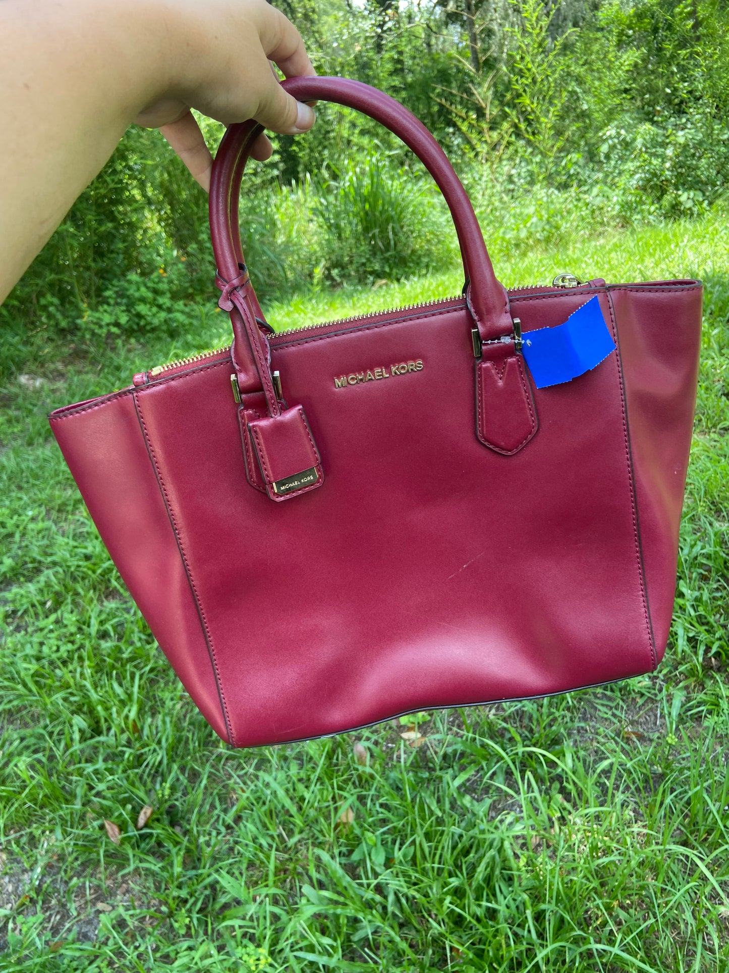 MICHAEL KORS CAROLYN LEATHER TOTE HANDBAG