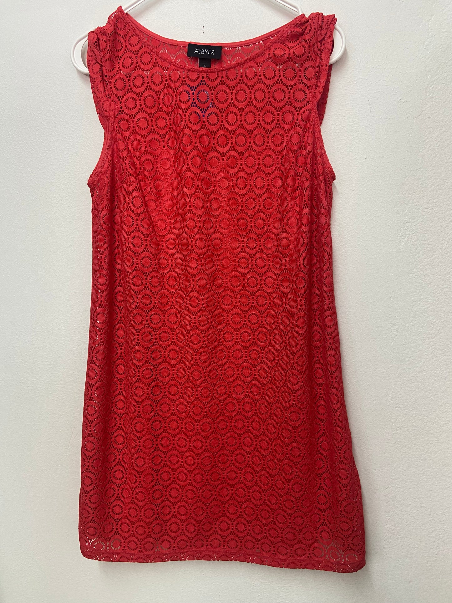 WOMENS A.BYER PINK LACE DRESS LARGE